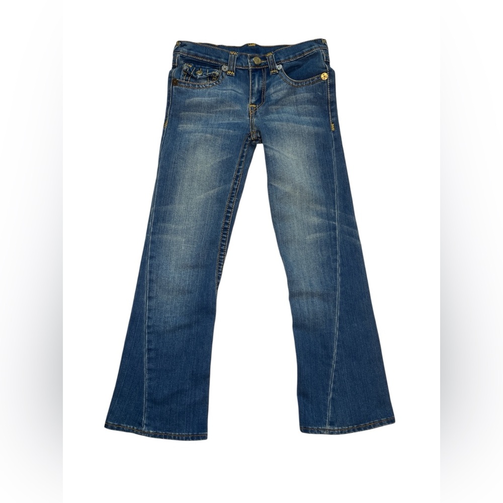 True Religion Joey Flare Jeans Girls 10 Twisted Seam Thick Stitch